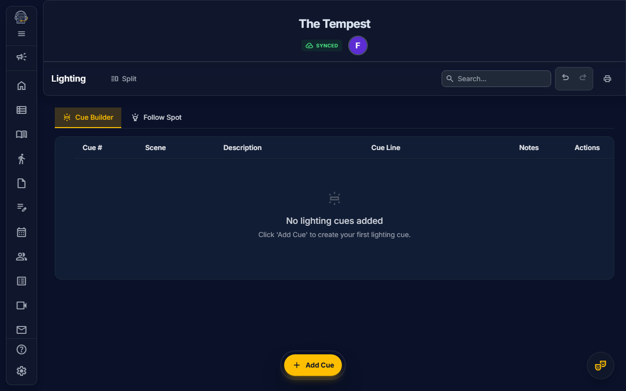 Lighting Cues — On Book Pro